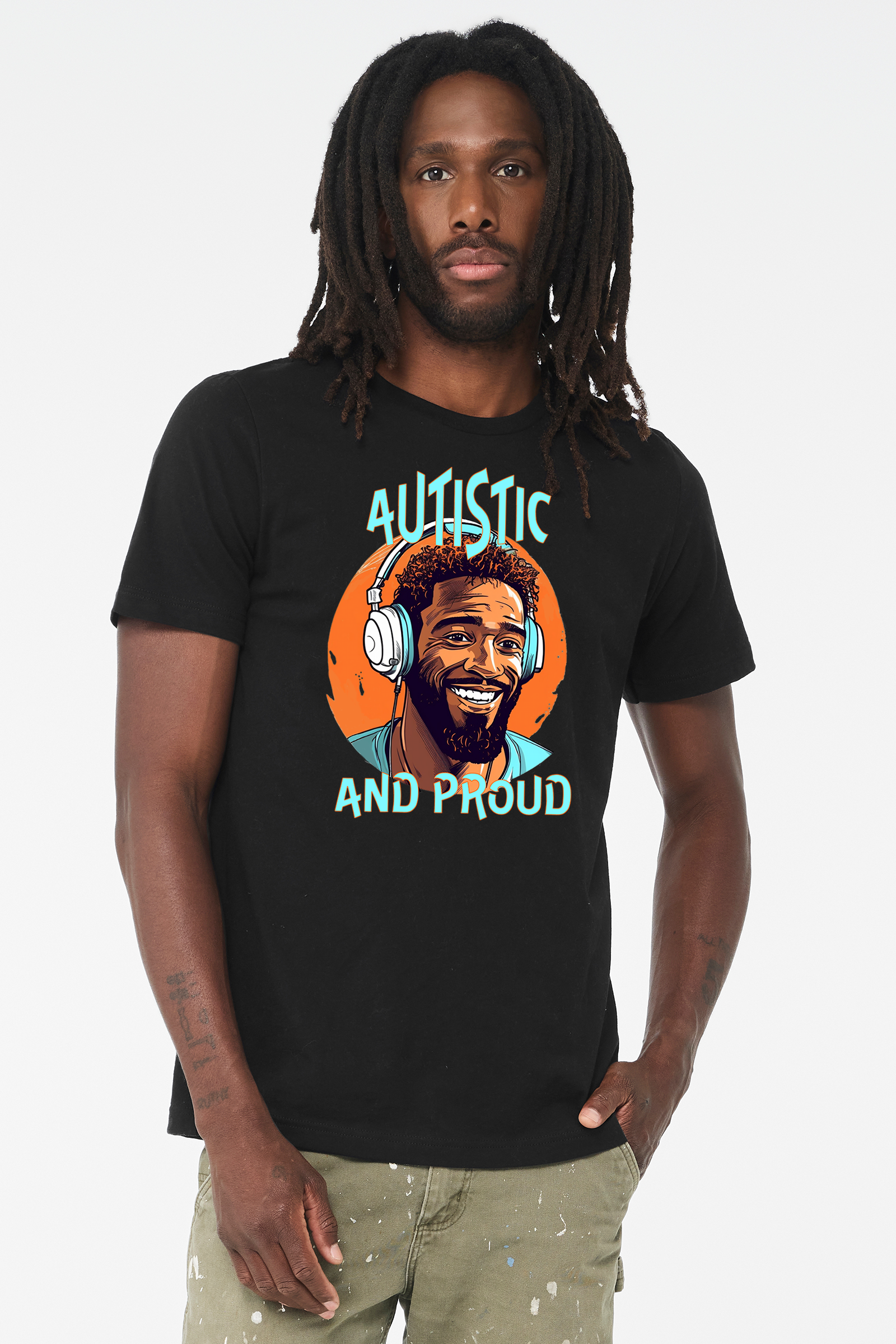 Unisex Autistic and Proud T-shirt (Blue Man Design) - Image 2