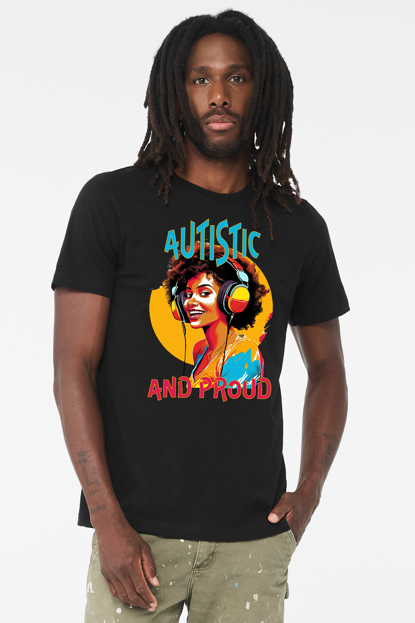 Unisex Autistic and Proud T-shirt (Multi-color Woman Design) - Image 3