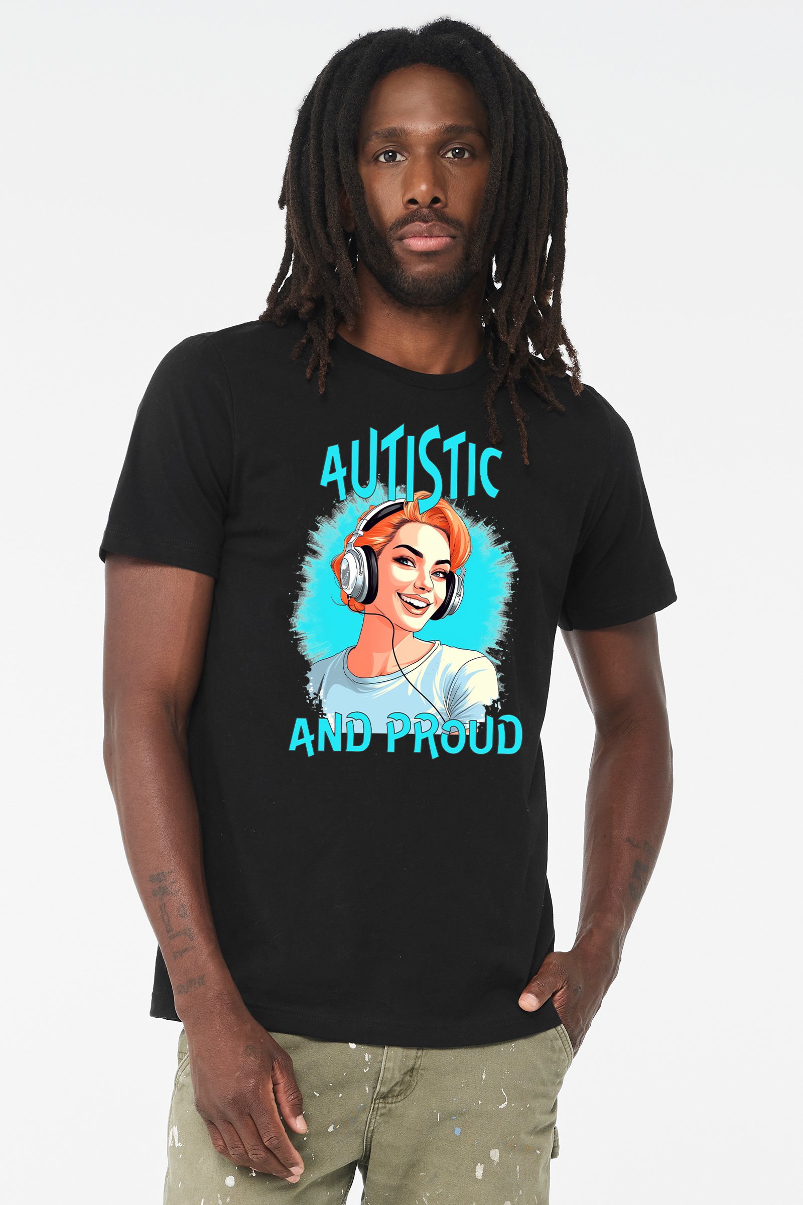 Unisex Autistic and Proud T-shirt (Blue Woman Design) - Image 3
