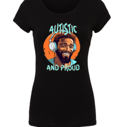 Women's Autistic and Proud T-shirt (Blue Man Design) - Image 2