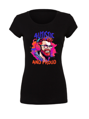 Women's Autistic and Proud T-shirt (Multi-color Man Design)