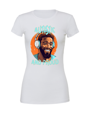 Women's Autistic and Proud T-shirt (Blue Man Design)