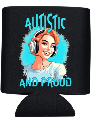 Autistic & Proud Can Cooler (Blue Woman Design)