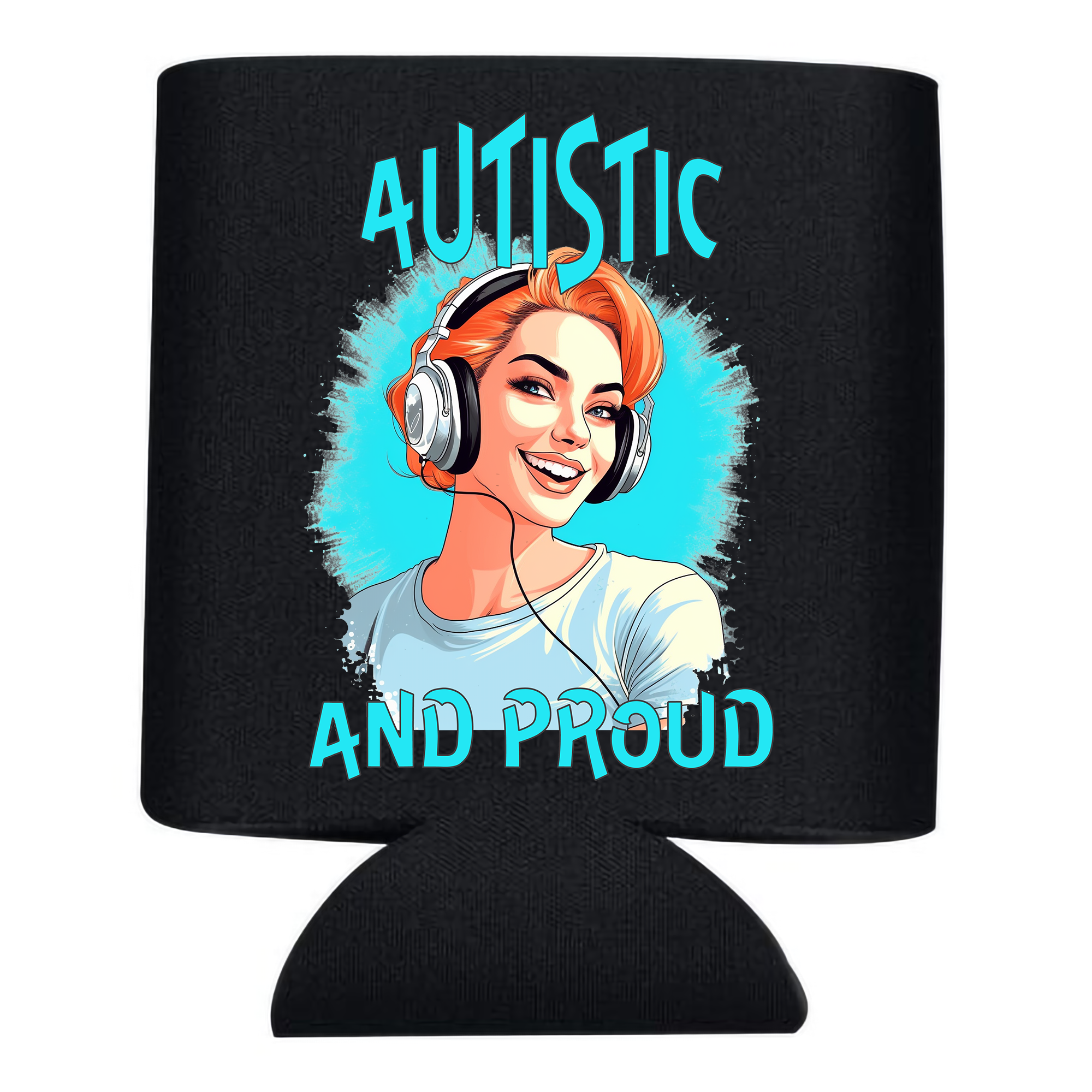 Autistic & Proud Can Cooler (Blue Woman Design)